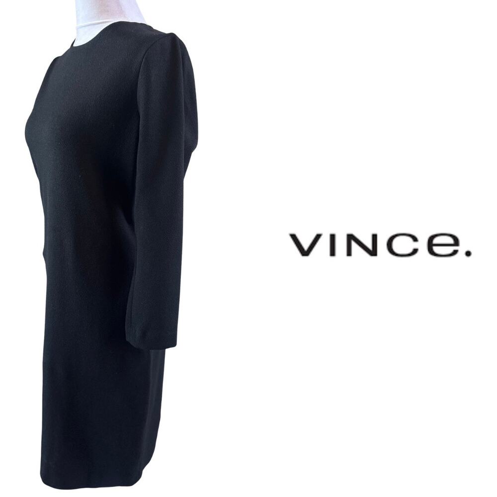 Vince Jet Black Midweight Knit Bodycon Long Sleeve Dress Medium M EUC Winter - Picture 5 of 12